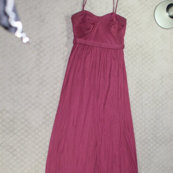 David's Bridal Maroon Chiffon Full Length Formal Dress Size 0 - Picture 1 of 3